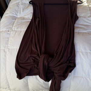 Johnny brown tie in front vest